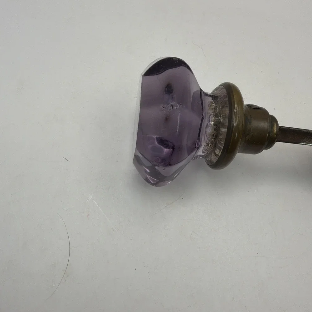 Antique Glass door knobs Brass 8 POINT